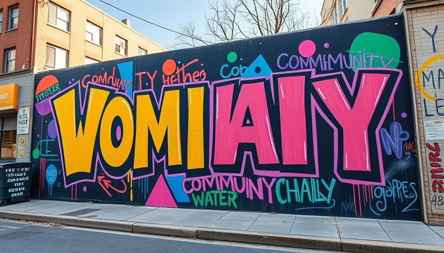 Hamilton community cleanup initiative mural with bold typography.