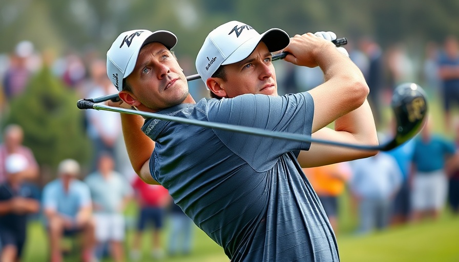 Golfer focused mid-swing at the Five Under Par Houston Open.