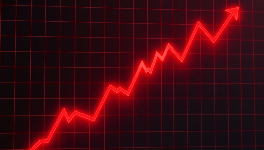 Graph showing stock market decline due to inflation with red lines.