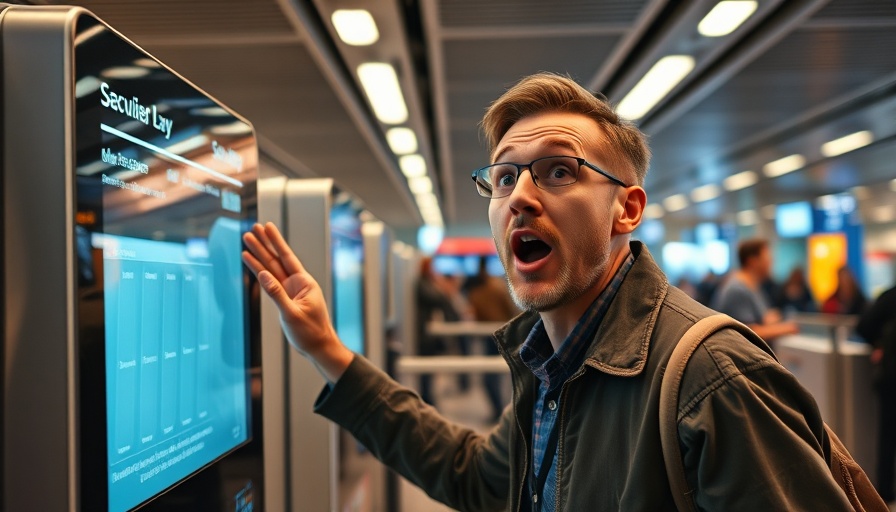 TSA new security rules 2025: Surprised traveler at digital security.
