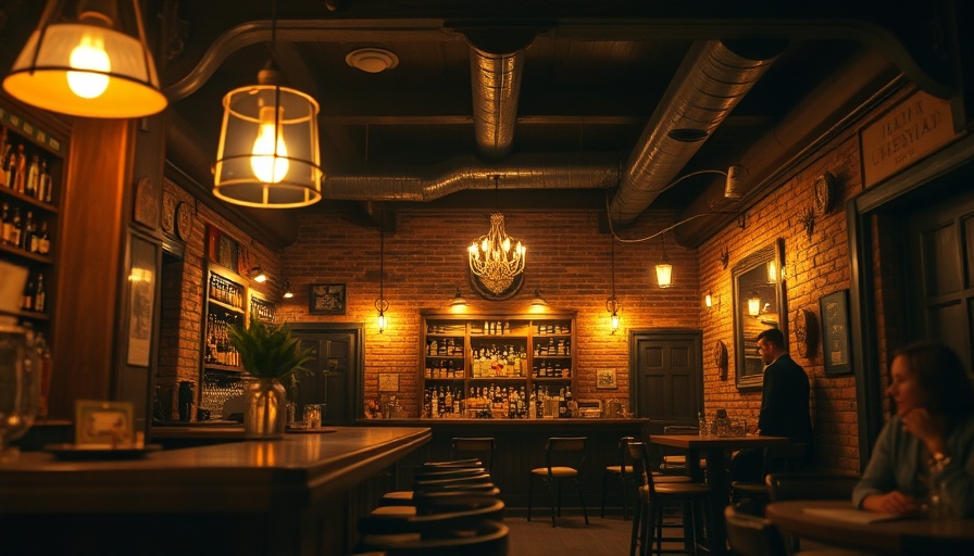 Rustic bar interior in East and West Villages NYC with warm brick design.