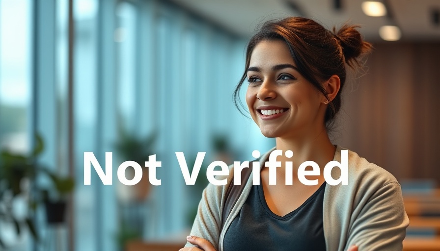 Smiling woman with 'Not Verified' overlay in casual setting.
