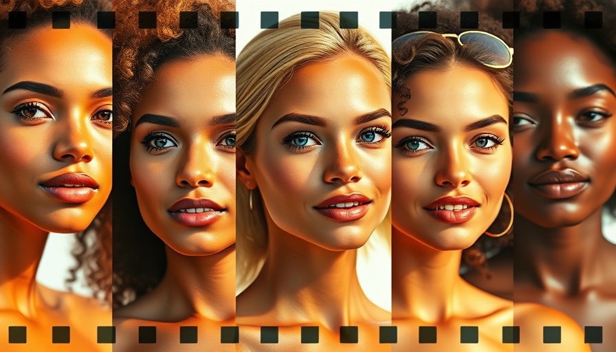 Collage of diverse women using the best tinted sunscreens, glowing skin.