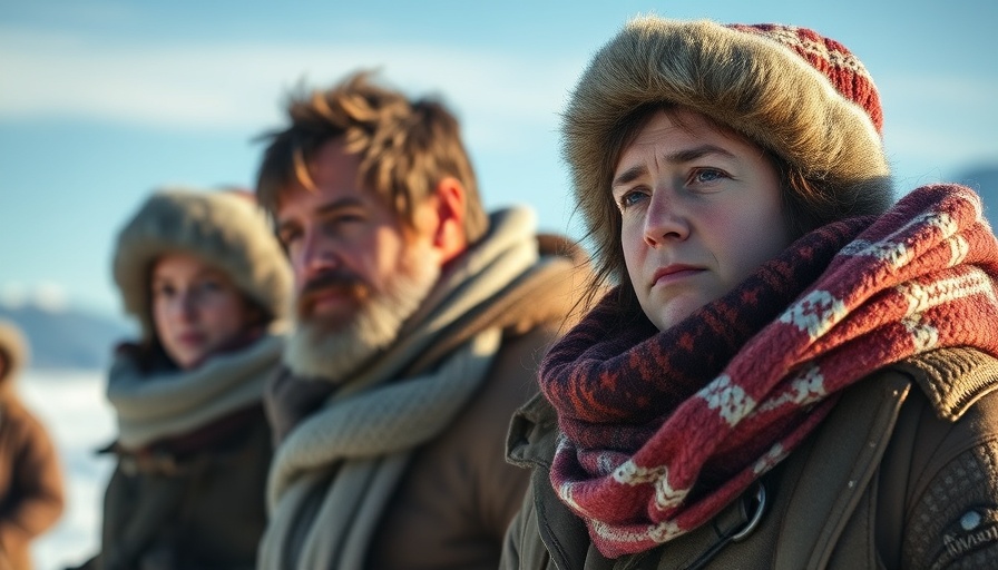 Danish Prime Minister Greenland visit with warm clothing against snowy backdrop.