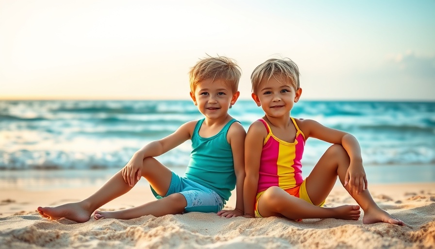 Children at the beach during sunset watching the ocean.