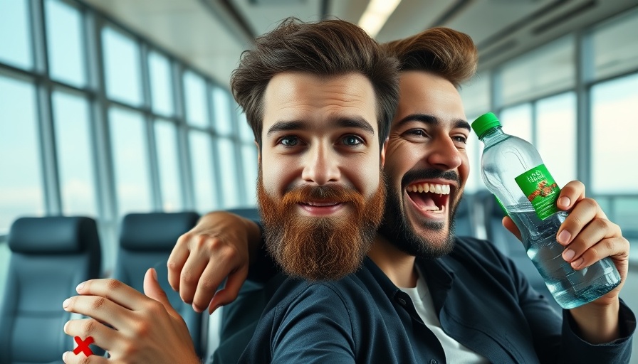 Avoid Jet Lag tips with split-screen comparison in airport.