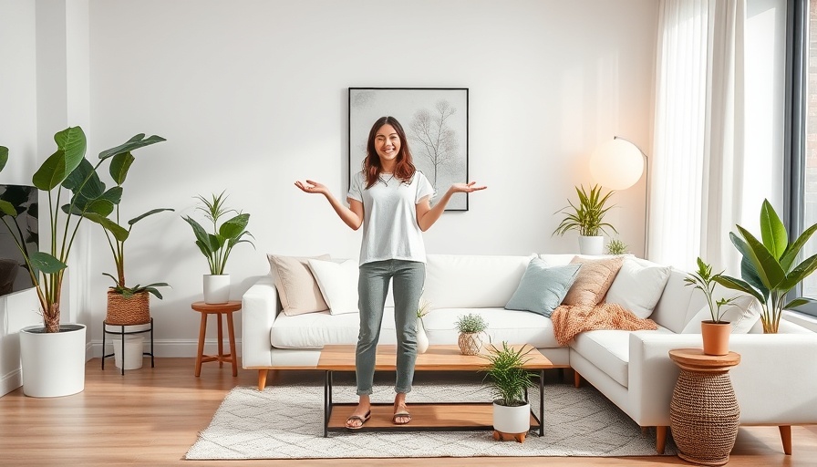 Modern living room with a presenter discussing accessory dwelling units.