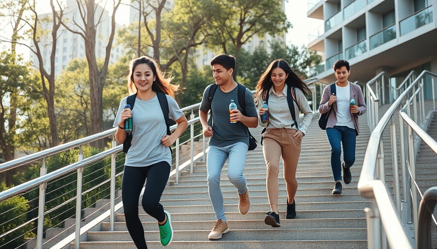 Avoid joint pain while climbing stairs: two people exercising outdoors.