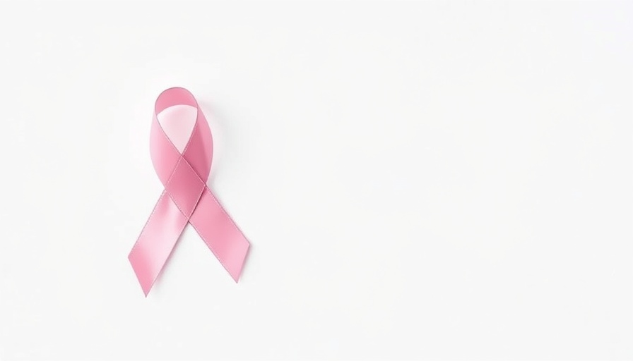 Pink ribbon symbolizing breast cancer awareness, soft background.