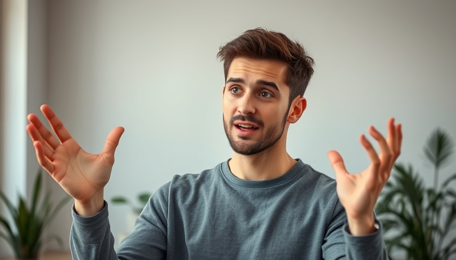 Young man discussing eyelash mites indoors.