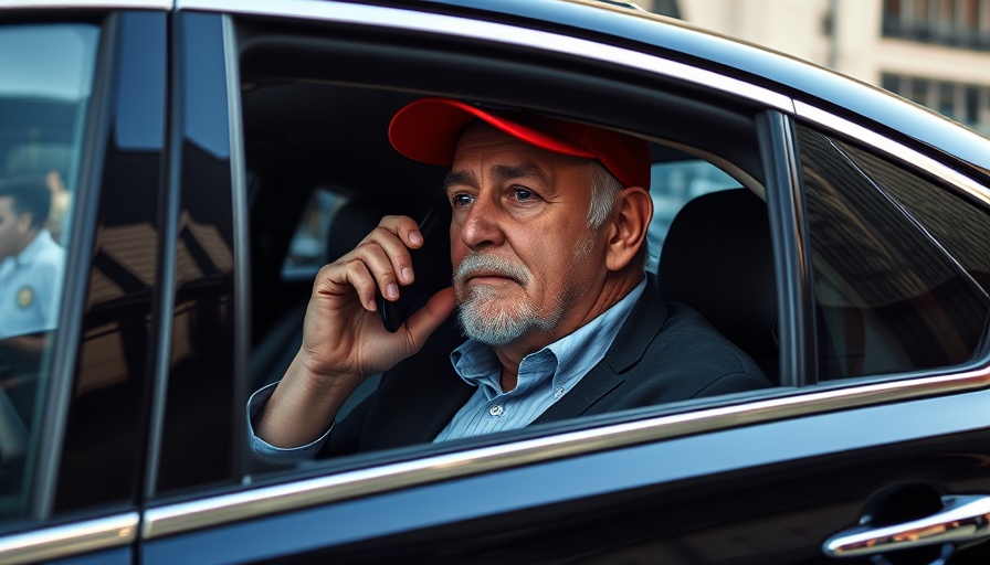 Trump's tariffs impact on economy: man in car on phone, gesturing.