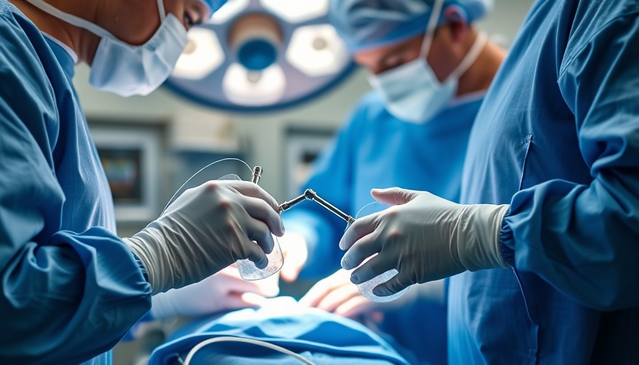 Surgeons in operating room focused on cerebral emboli prevention devices TAVI procedure.