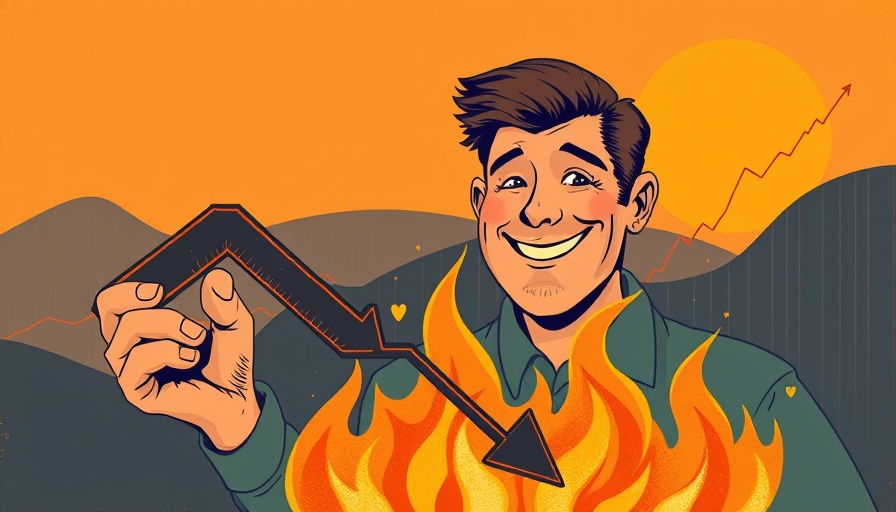 Illustration of sacrificing the stock market for homeownership, man burning arrow.