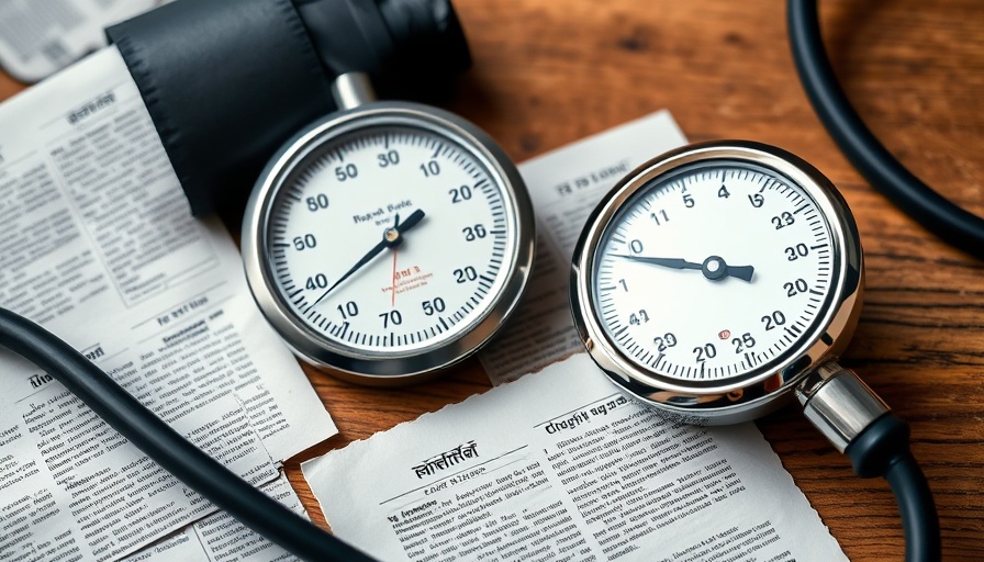 Medical image showing blood pressure monitor and clippings about high blood pressure.