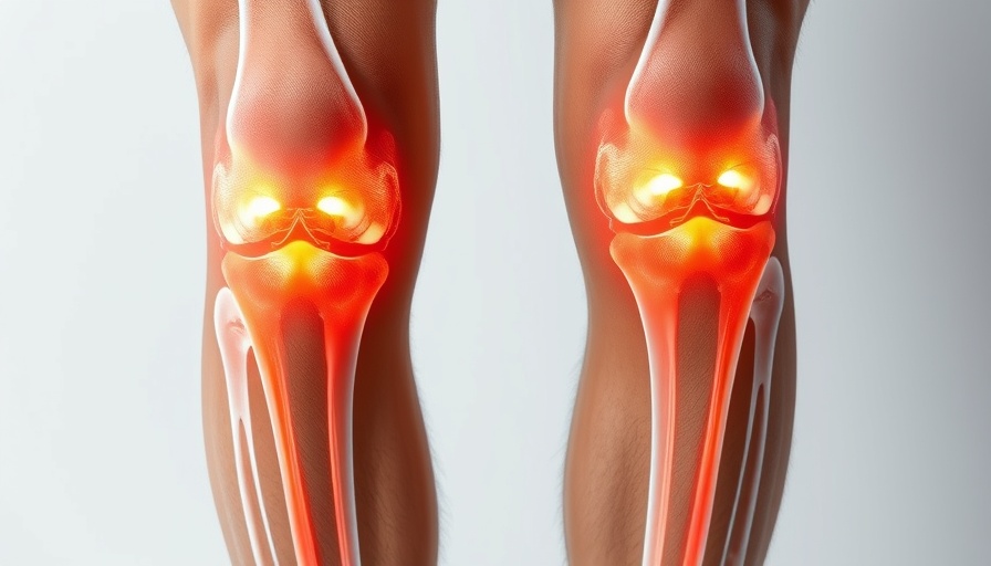 Knee Health Management with x-ray overlay showing joint structure.