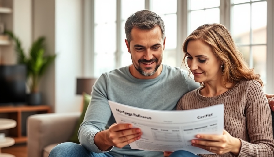 Couple considering cost to refinance a mortgage.