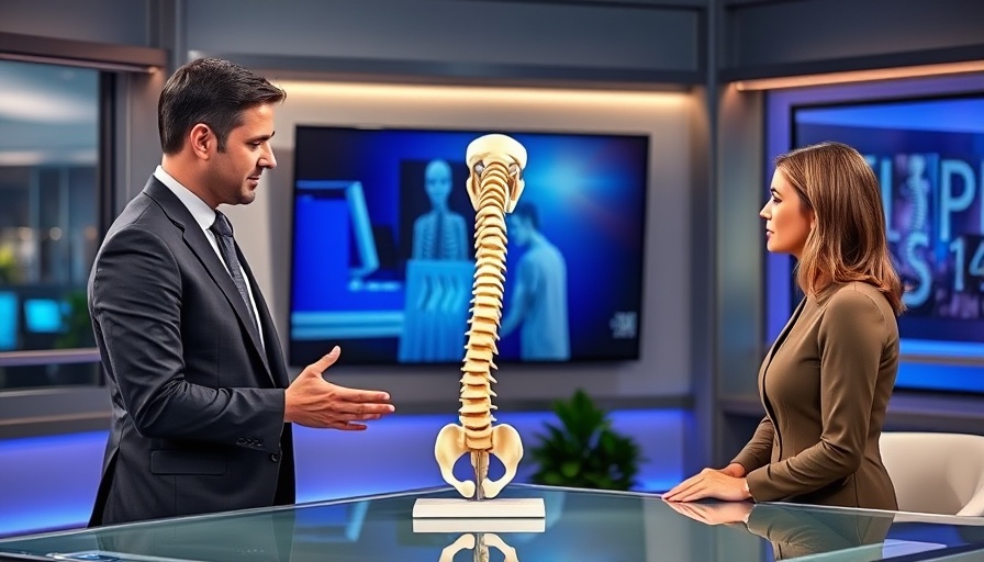 Understanding back pain discussion on TV with spine model.