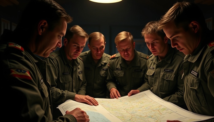 Strategic military discussion around map, bear market investment game plan.