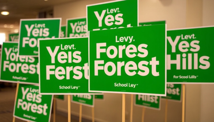 Ohio school levies campaign signs for Forest Hills, advocating strong schools.