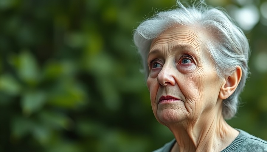 Elderly woman gazing thoughtfully forward, serene ambiance.