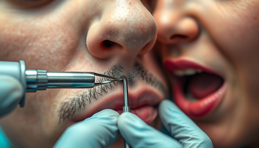 Nose piercing with dental drill, surprised reactions, close-up.