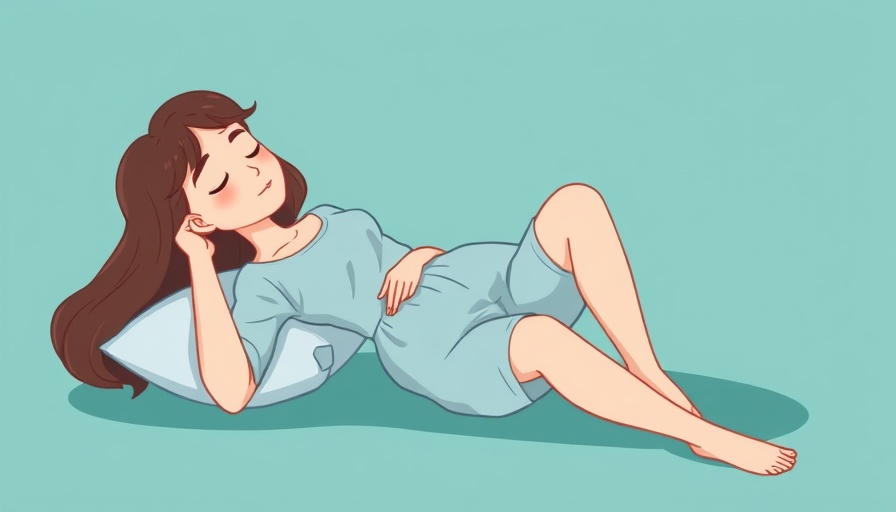 Illustration of young woman lying down, representing back pain in young adults.