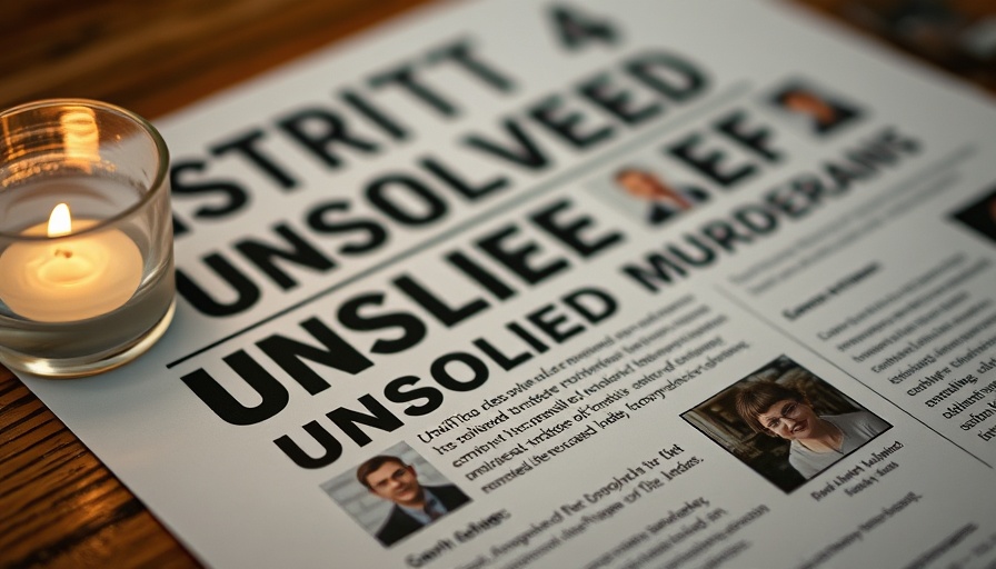 Cincinnati cold cases flyer illuminated by candle on a wooden table.