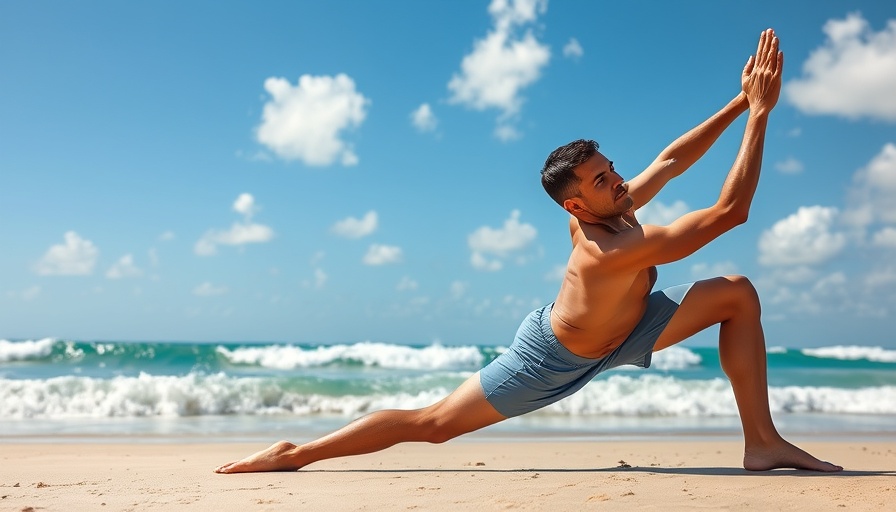 Yoga effective for knee osteoarthritis pain relief, beach pose.