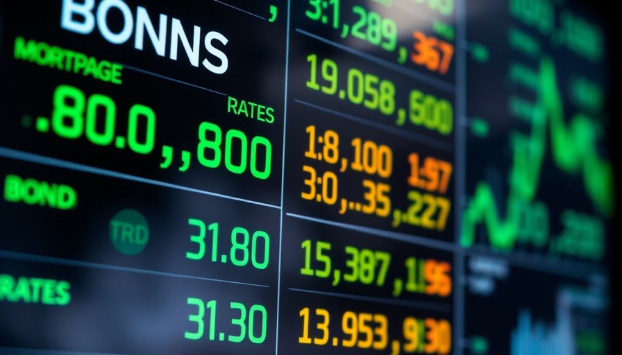 Financial screen showing bond market resilience after tariff changes, detailed data.