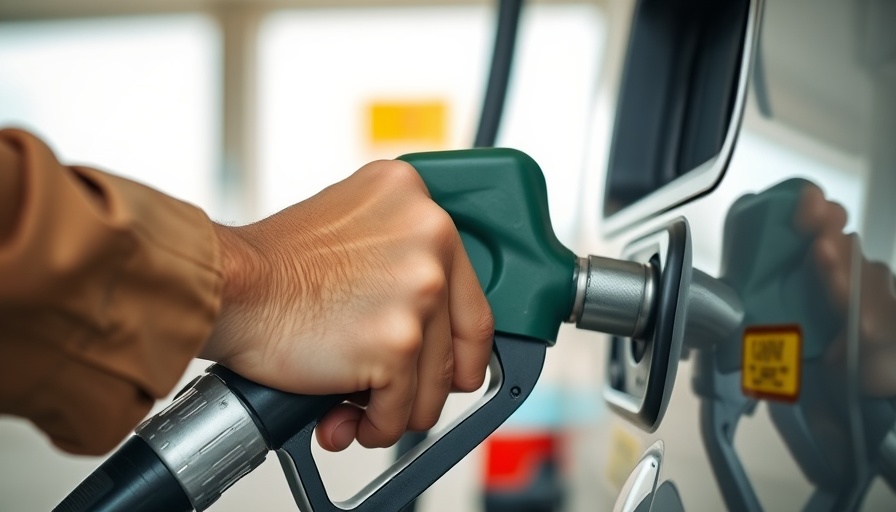 Close-up of pumping gas at a fuel station amid tariff uncertainty.