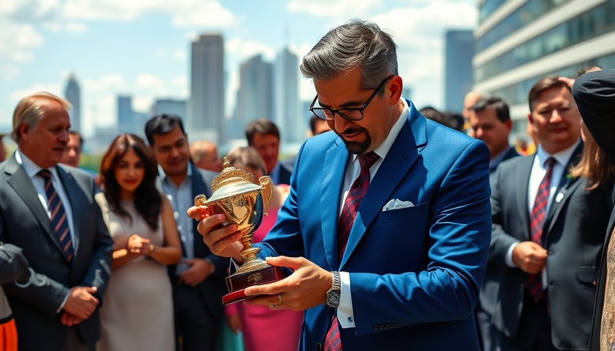 Vice President JD Vance trophy fumble during outdoor event.