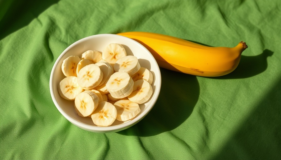 Sliced bananas in a bowl with whole banana, high blood pressure diet benefit.