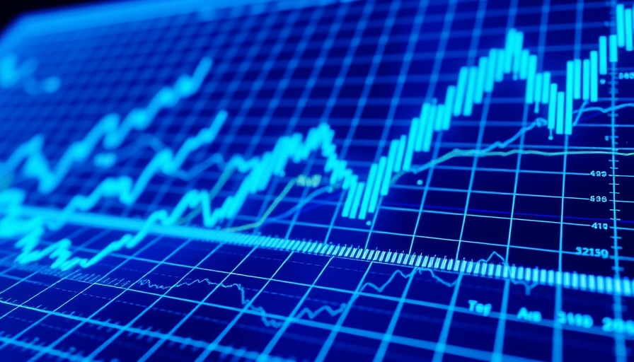 Financial charts displaying tech stocks trends in a blue digital interface.