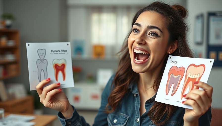 Mouth Facts: Woman with dental illustrations discussing teeth.