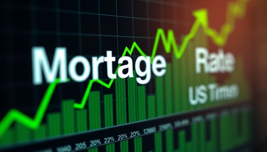 Graphical chart of mortgage rate trends with downward trend.