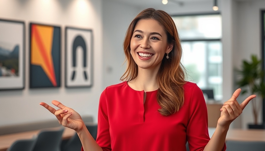 Smiling woman discussing tariffs affecting homeowners in office setting.