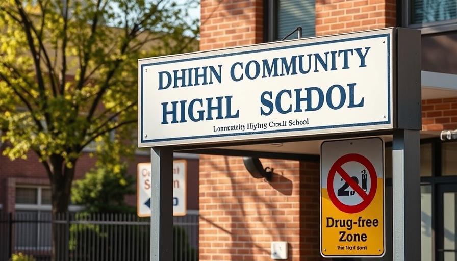 Dohn Community High School drug-free zone sign.