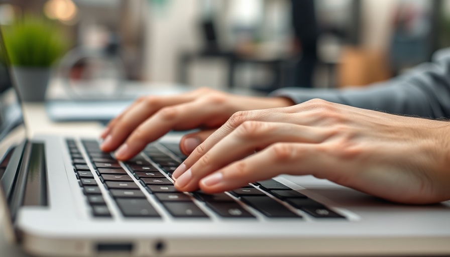 Typing hand on keyboard, concept of Chiropractors and Back Pain Management.