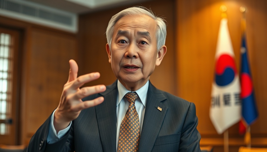 Asian official discussing South Korea Trump's tariffs in an office setting.