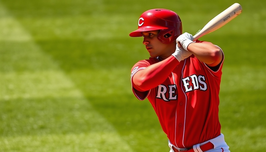Cincinnati Reds player swinging bat during historic win in dynamic action.