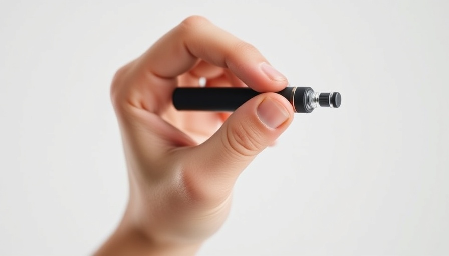 Hand holding e-cigarette highlighting increased risk of COPD.