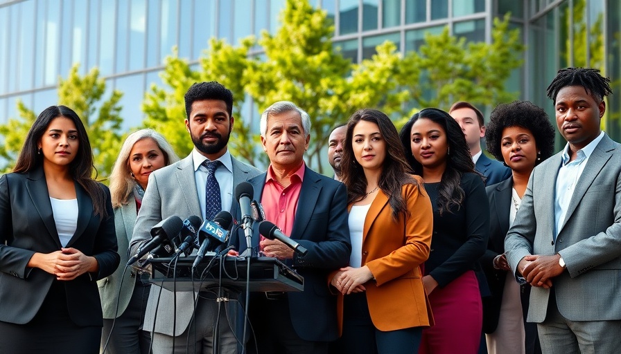 Diverse professionals discuss Ohio coroners election bill outside.