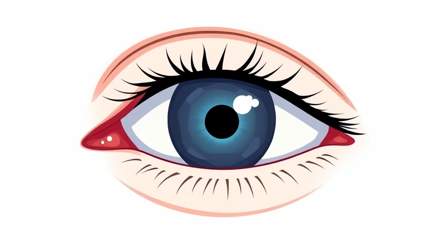 Illustrated eye with uveitis, highlighting inflammation for uveitis and psoriatic arthritis correlation.