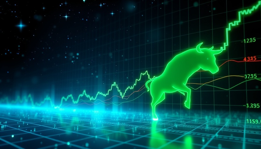 Bullish stock market recovery chart with green bull and trend lines