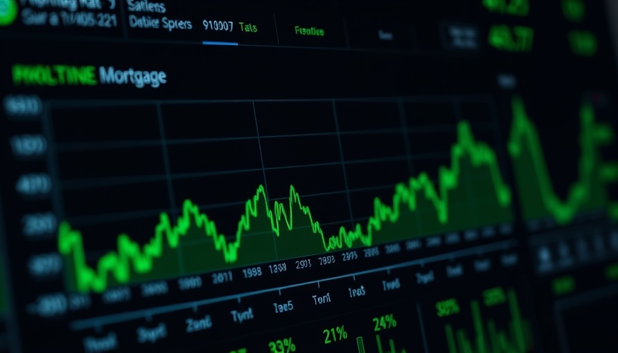 Mortgage rate volatility financial dashboard with trend graph.