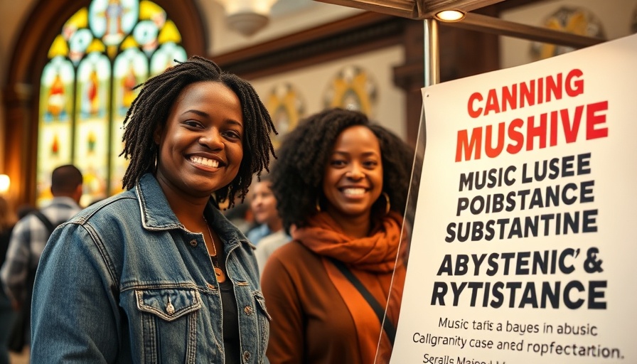 Community booth promoting music heals substance abuse prevention.