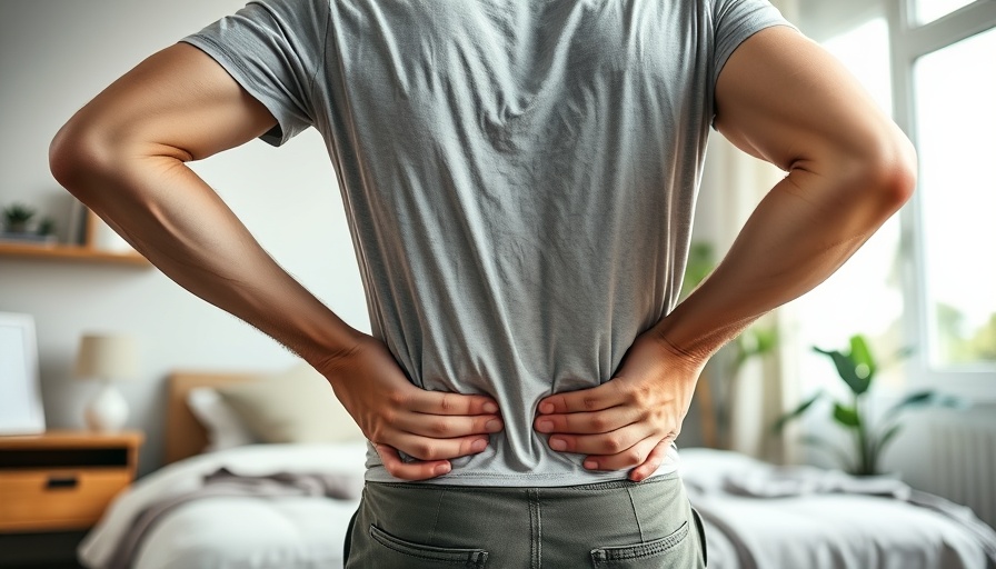 Middle-aged man with back pain in a bright bedroom, exploring effective back pain treatments.