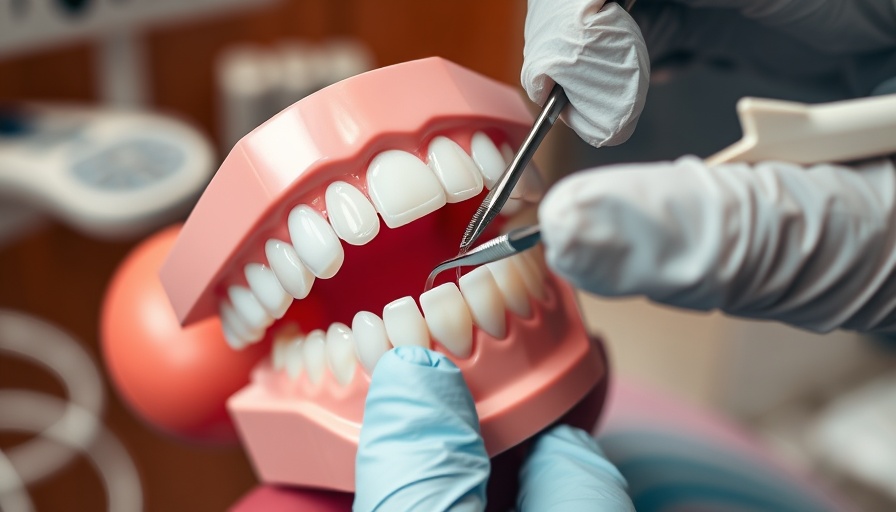 Close-up of dental tools during teeth cleaning, detailed process.