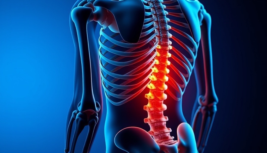 Anatomical illustration highlighting lower back pain and sarcopenia.