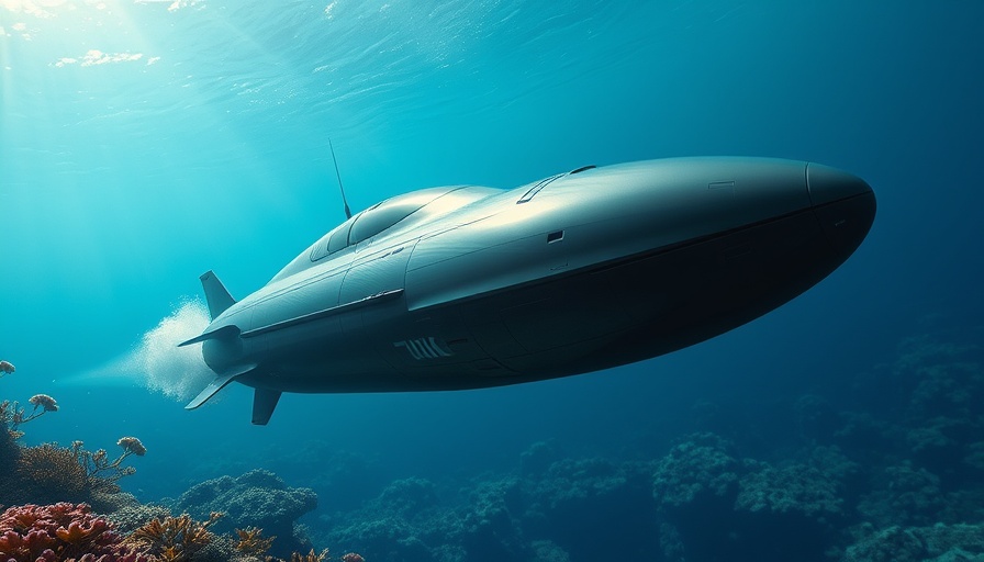 Sleek futuristic submarine traveling through ocean waters, illustrating 'The Last Mile in Business Success'.